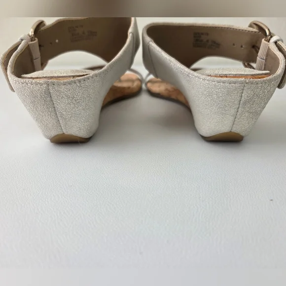 Donald J. Pliner Gold Shimmer Cork Wedge Sandals - Picture 9 of 13